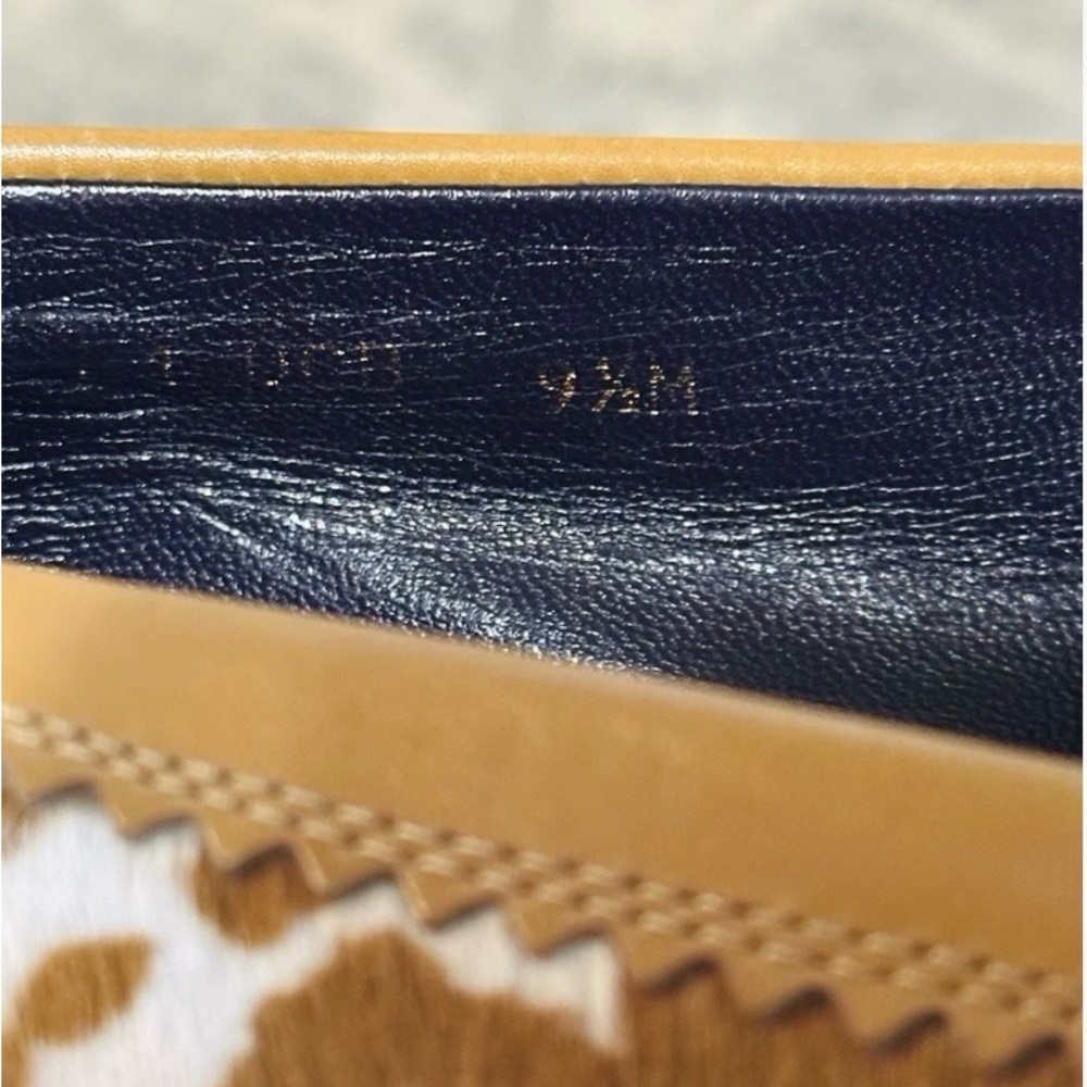 Donald J. Pliner Tan and White Cowhide Loafers with Metal Bit - Picture 5 of 6